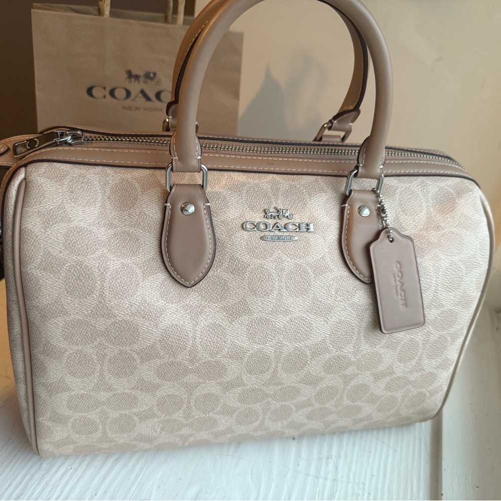 Coach Beige Signature Women's Large Rowan Bag